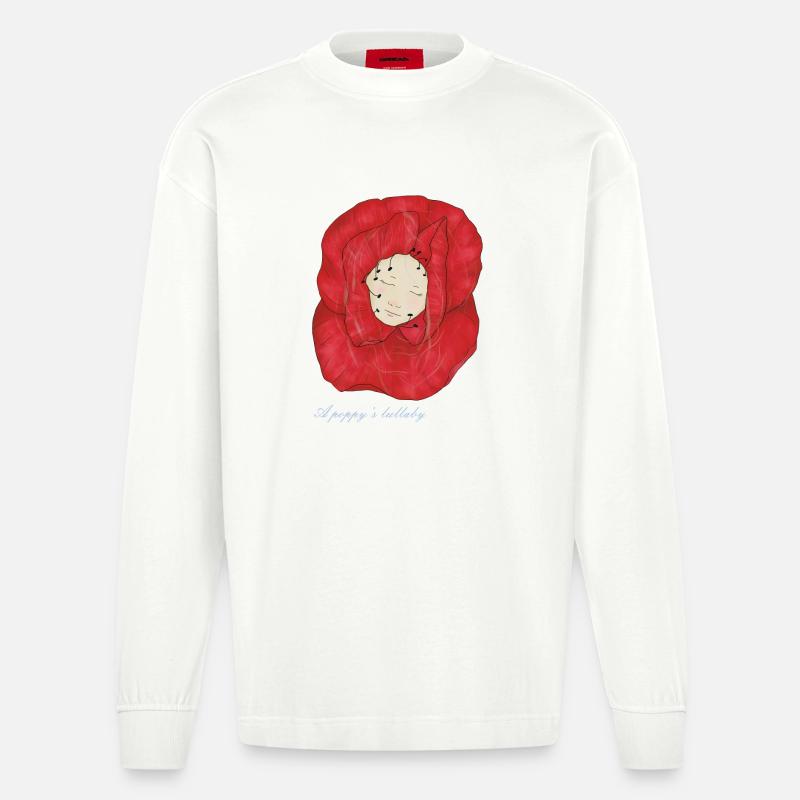 Ein einschläfernder Mohn - Heavyweight Oversized Organic Langarmshirt Made in EU - OFF WHITE