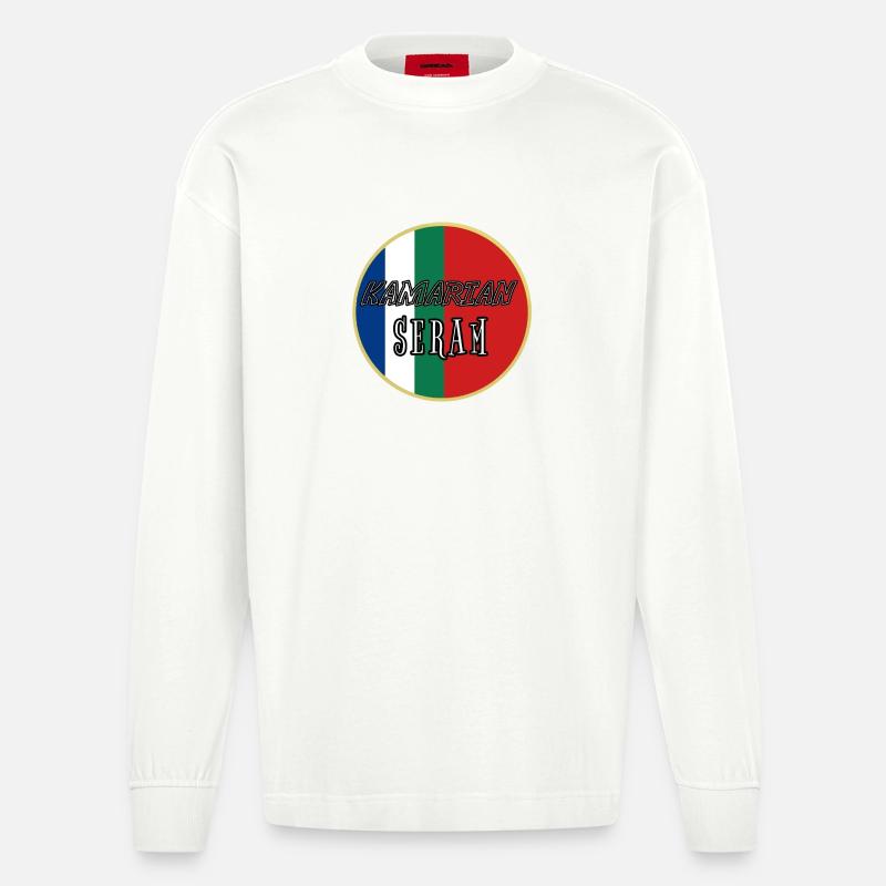 Emblème de Kamarian Seram - Manches longues bio épais oversize fabriqué en UE - OFF WHITE