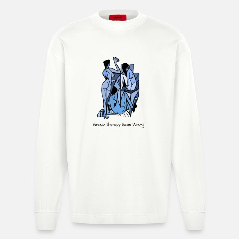 Group Therapy Gone Wrong - Heavyweight Oversized Organic Langarmshirt Made in EU - OFF WHITE
