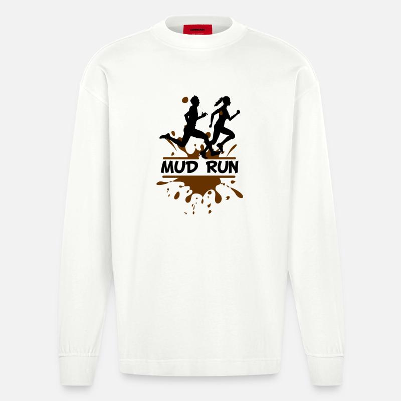 Mud Run Duo – Modder Runners - Heavyweight Oversized Organic Langarmshirt Made in EU - OFF WHITE