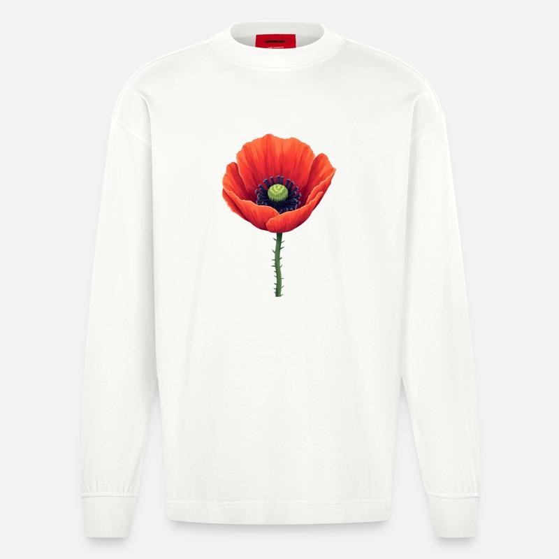 Mohnblume - Heavyweight Oversized Organic Langarmshirt Made in EU - OFF WHITE