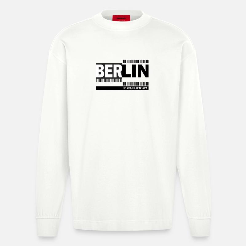 BERLIN - Barcode - Heavyweight Oversized Organic Langarmshirt Made in EU - OFF WHITE