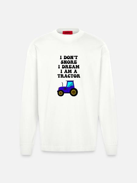 tractor snoring - Heavyweight Oversized Organic Longsleeve Shirt Made in EU - OFF WHITE