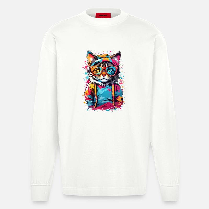 Chat mignon - Manches longues bio épais oversize fabriqué en UE - OFF WHITE