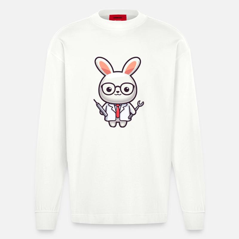 Doktor Bunny: Der Karottenpfleger - Heavyweight Oversized Organic Langarmshirt Made in EU - OFF WHITE