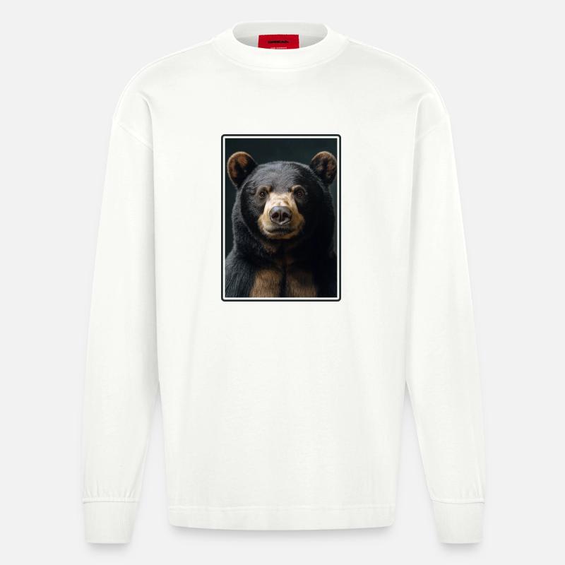 Sun Bear Malaienbär - Heavyweight Oversized Organic Langarmshirt Made in EU - OFF WHITE