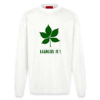 Legalize Chestnut - Heavyweight Oversized Organic Longsleeve Shirt Made in EU - OFF WHITE - Front