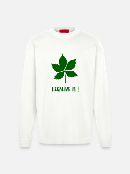 Legalize Chestnut - Heavyweight Oversized Organic Longsleeve Shirt Made in EU - OFF WHITE