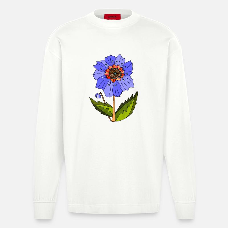 Blume - Heavyweight Oversized Organic Langarmshirt Made in EU - OFF WHITE