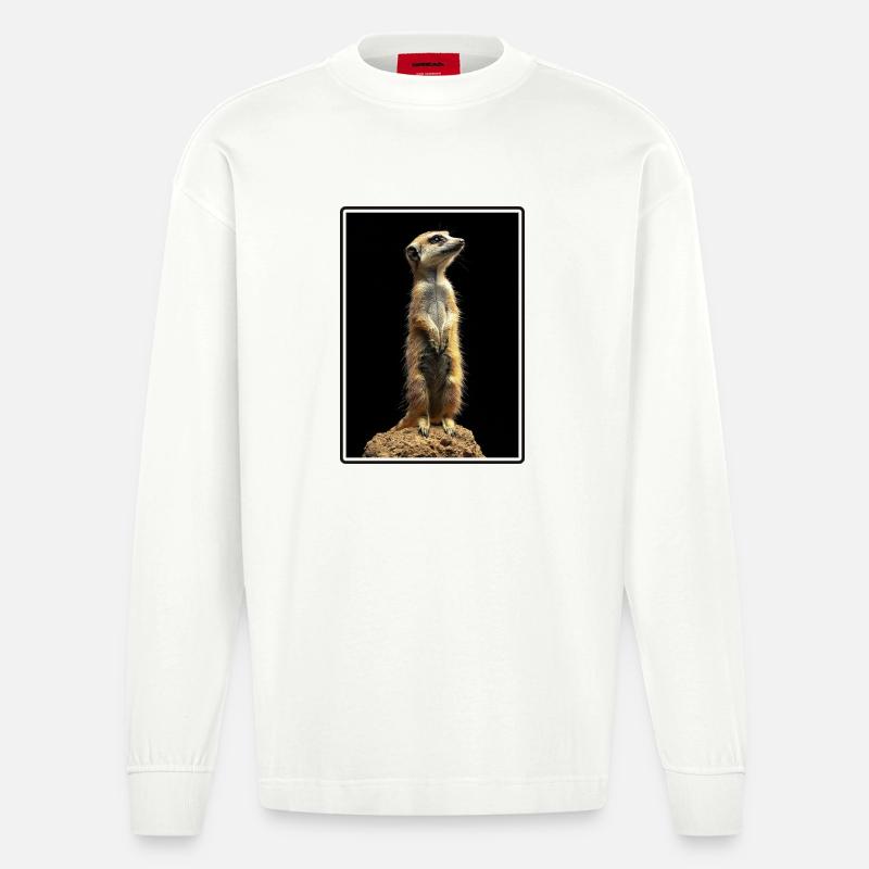 Suricate Erdmännchen - Manches longues bio épais oversize fabriqué en UE - OFF WHITE