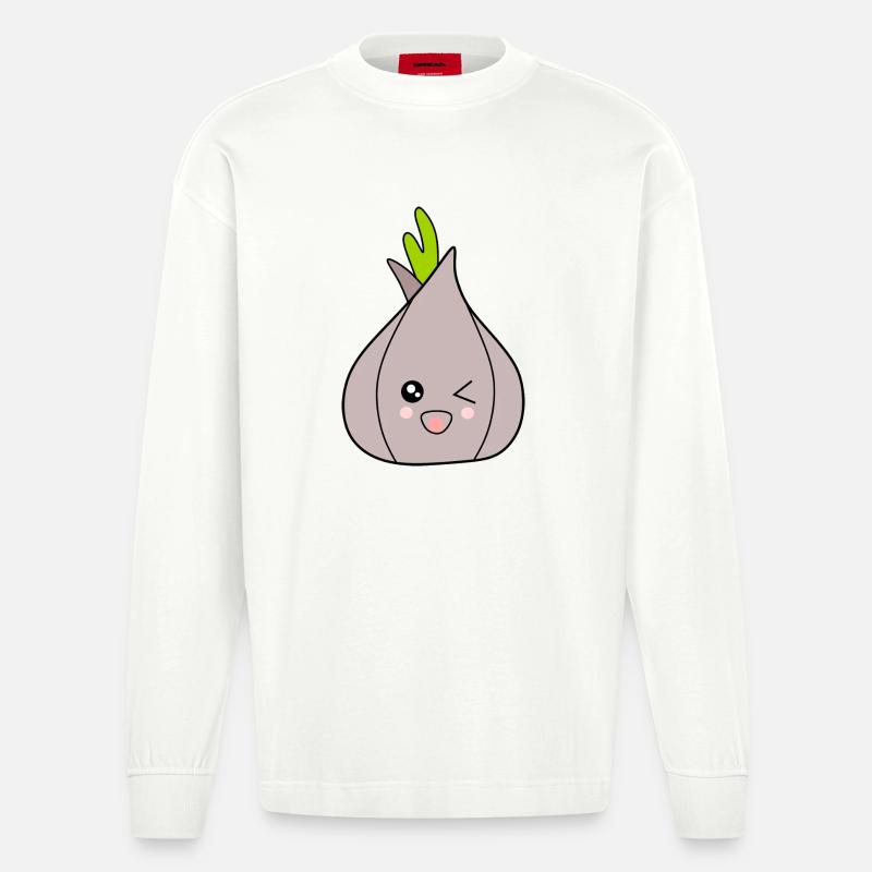 Carnaval, Carnaval, costume, oignon, ail - Manches longues bio épais oversize fabriqué en UE - OFF WHITE