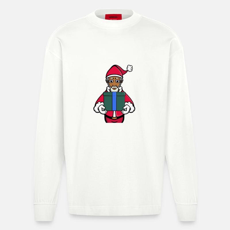 Ein Geschenk vom Weihnachtsmann - Heavyweight Oversized Organic Langarmshirt Made in EU - OFF WHITE