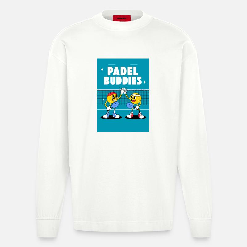 Padel Buddies High Five Duo - Heavyweight Oversized Organic Langarmshirt Made in EU - OFF WHITE