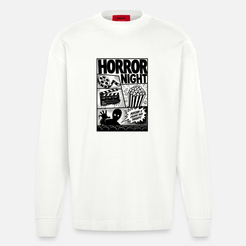 Horror Kino Zombie Comic - Heavyweight Oversized Organic Langarmshirt Made in EU - OFF WHITE
