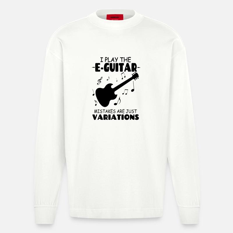 I_PlayThe_E Guitar_Mistakes_Are_Just_Variations - Manches longues bio épais oversize fabriqué en UE - OFF WHITE