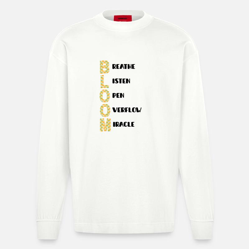 BLOOM Vertikal Musterfarben - Heavyweight Oversized Organic Langarmshirt Made in EU - OFF WHITE