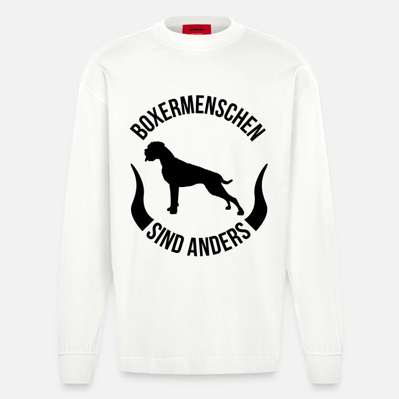 Boxermenschen sind anders - Heavyweight Oversized Organic Langarmshirt Made in EU - OFF WHITE