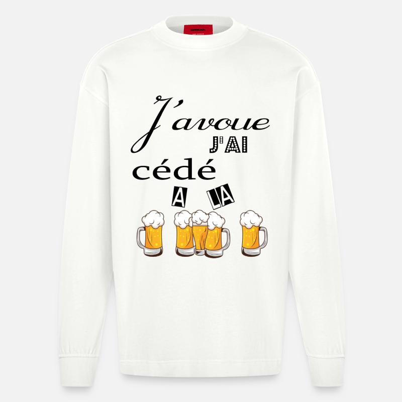 J''ai cédé à la pression - Manches longues bio épais oversize fabriqué en UE - OFF WHITE