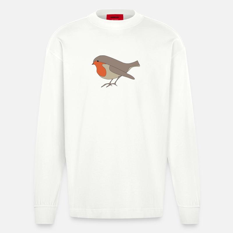 Rotkehlchen - Heavyweight Oversized Organic Langarmshirt Made in EU - OFF WHITE