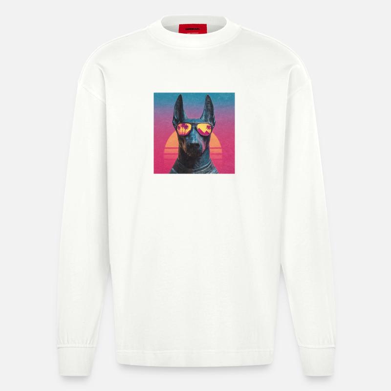 Anubis Synthwave - Gott auf Urlaub - Heavyweight Oversized Organic Langarmshirt Made in EU - OFF WHITE