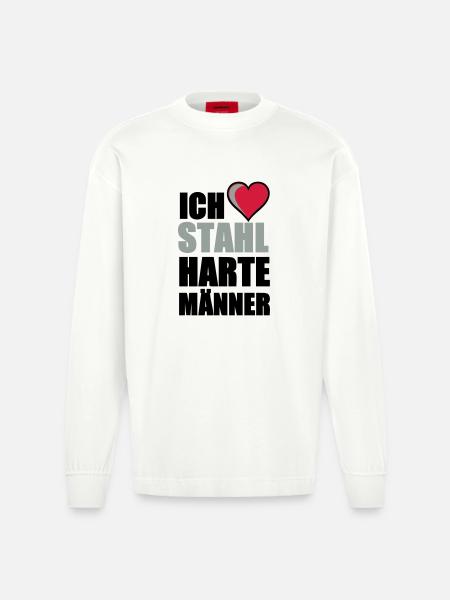 Stahlharte Männer Geschenk - Heavyweight Oversized Organic Langarmshirt Made in EU - OFF WHITE