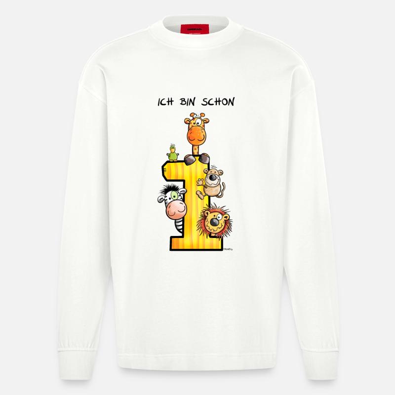 Ich bin schon Eins - Heavyweight Oversized Organic Langarmshirt Made in EU - OFF WHITE