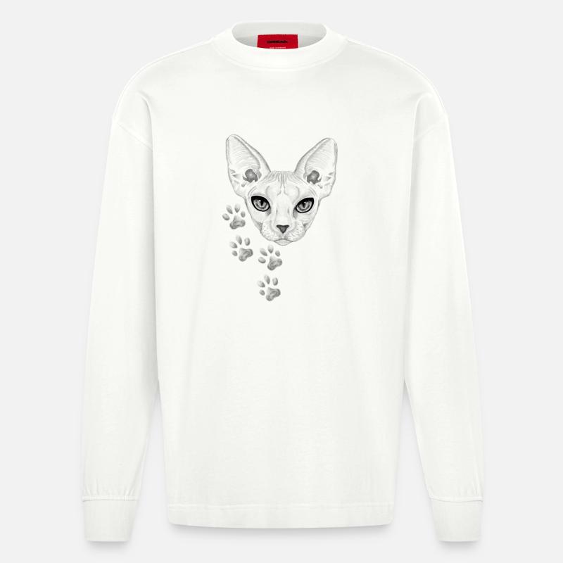 Cat - Heavyweight Oversized Organic Langarmshirt Made in EU - OFF WHITE