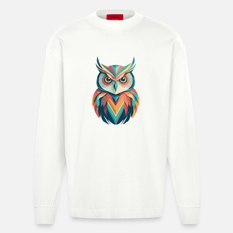 Glänzende Eule - Heavyweight Oversized Organic Langarmshirt Made in EU - OFF WHITE