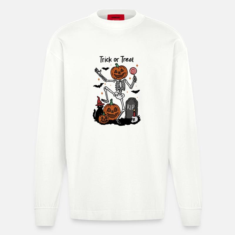 Süßes oder Saures Tanzen - Heavyweight Oversized Organic Langarmshirt Made in EU - OFF WHITE