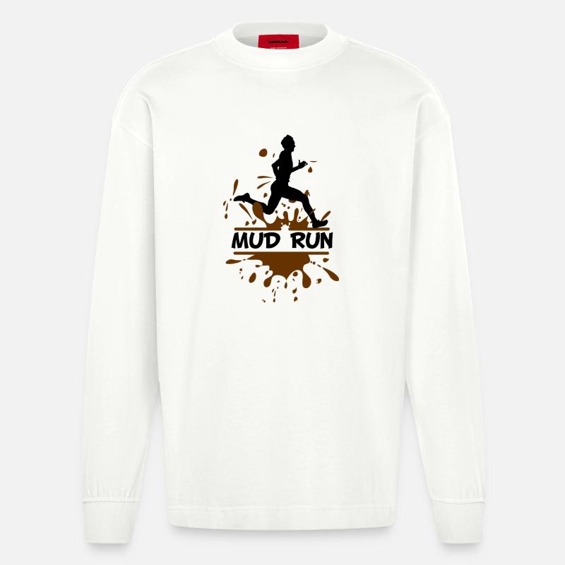 Mud Run Man – Modder Runner - Manches longues bio épais oversize fabriqué en UE - OFF WHITE