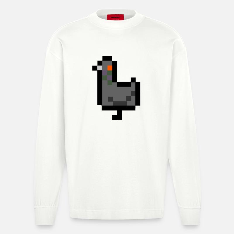 Pixeltaube - Heavyweight Oversized Organic Langarmshirt Made in EU - OFF WHITE