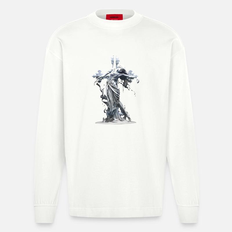 Déesse glacée du fleuve - Manches longues bio épais oversize fabriqué en UE - OFF WHITE