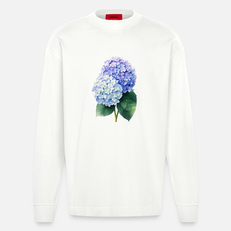 hydrangea - Heavyweight Oversized Organic Langarmshirt Made in EU - OFF WHITE