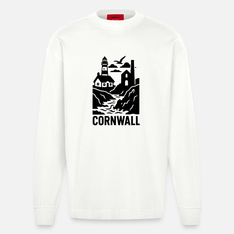 Silhouette de Cornouailles - Manches longues bio épais oversize fabriqué en UE - OFF WHITE