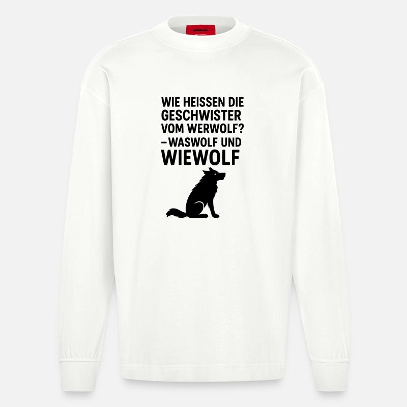 werwolf witziger spruch kinder grundschule - Heavyweight Oversized Organic Langarmshirt Made in EU - OFF WHITE