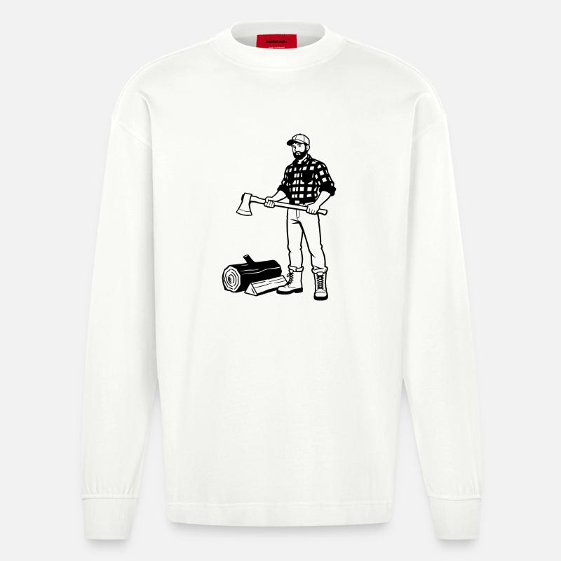 Bûcheron - Manches longues bio épais oversize fabriqué en UE - OFF WHITE