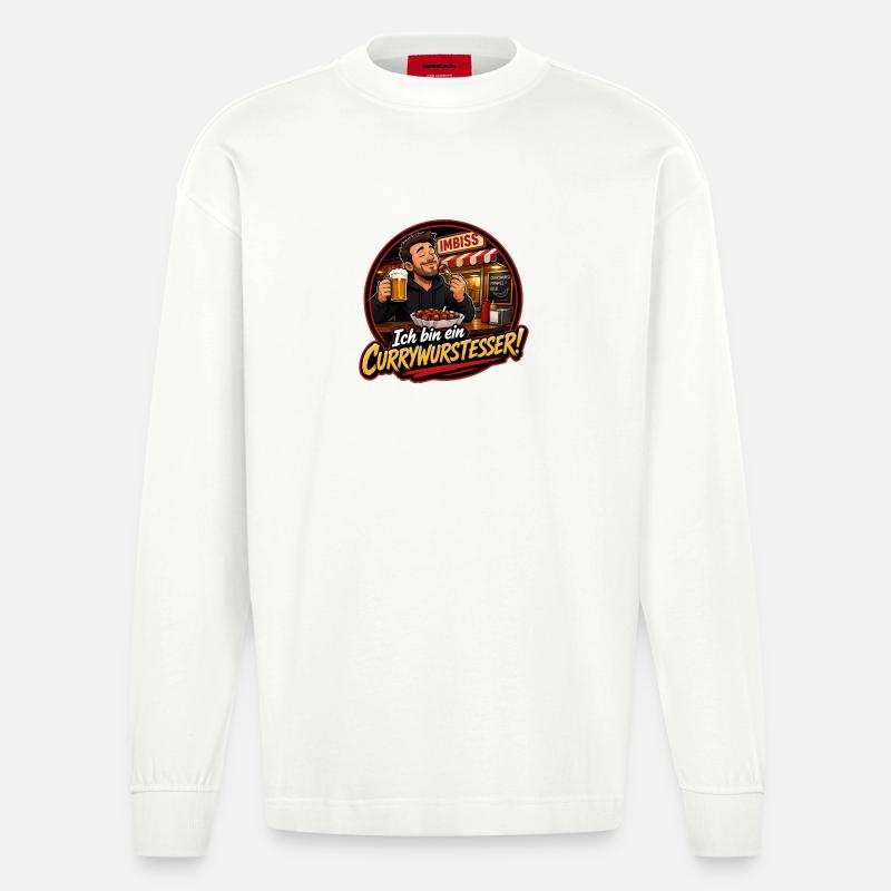 Currywurstesser - Heavyweight Oversized Organic Langarmshirt Made in EU - OFF WHITE