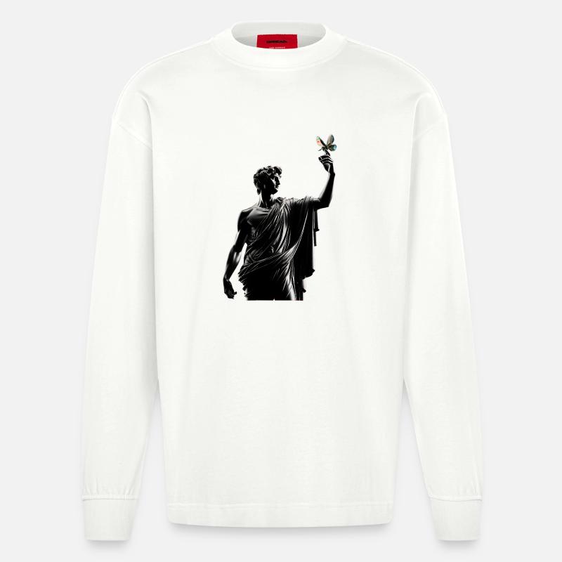 Pose davidique avec le papillon - Manches longues bio épais oversize fabriqué en UE - OFF WHITE