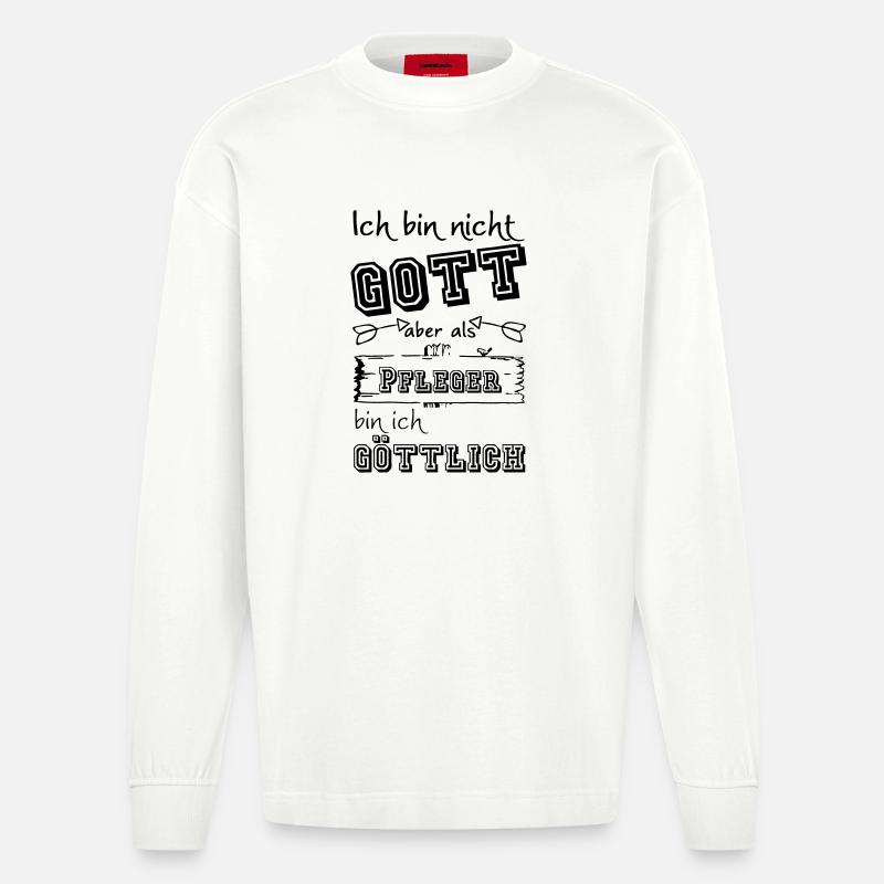 Göttlicher Pfleger Geschenk - Heavyweight Oversized Organic Langarmshirt Made in EU - OFF WHITE