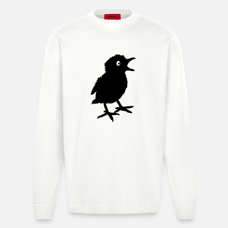 Chick Küken Piepser Vogel Schatten - Heavyweight Oversized Organic Langarmshirt Made in EU - OFF WHITE