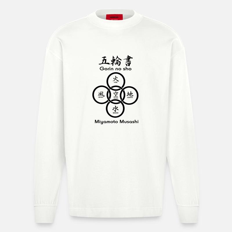 Fünf Kreise oder Ringe - Heavyweight Oversized Organic Langarmshirt Made in EU - OFF WHITE