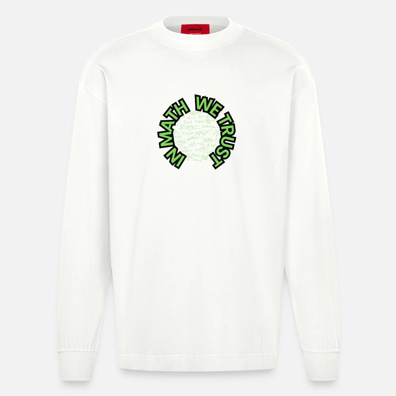 In Math We Trust - Mathe - Design - Heavyweight Oversized Organic Langarmshirt Made in EU - OFF WHITE