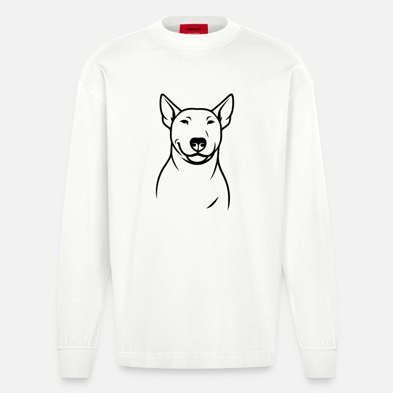 Silhouette stylisée du Bull Terrier - Manches longues bio épais oversize fabriqué en UE - OFF WHITE