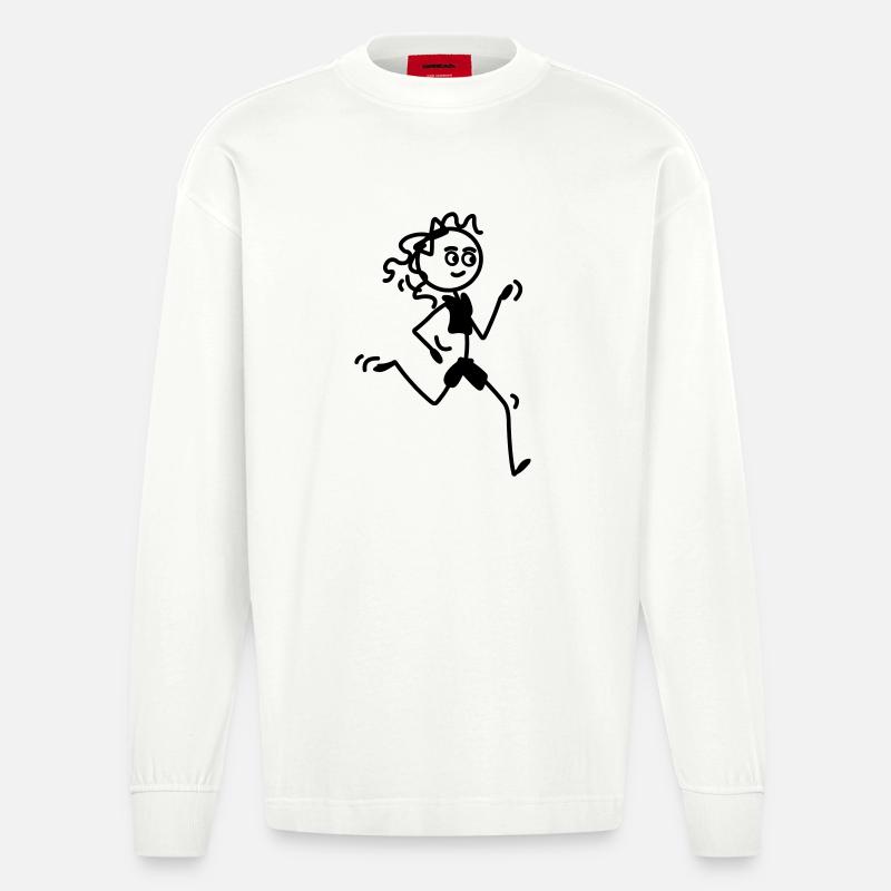 Läuferin Mädchen oder Frau - Heavyweight Oversized Organic Langarmshirt Made in EU - OFF WHITE