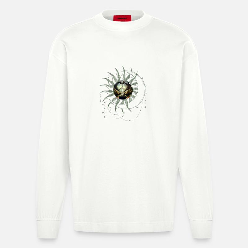 Wunderbare Fee am Drachentor - Heavyweight Oversized Organic Langarmshirt Made in EU - OFF WHITE