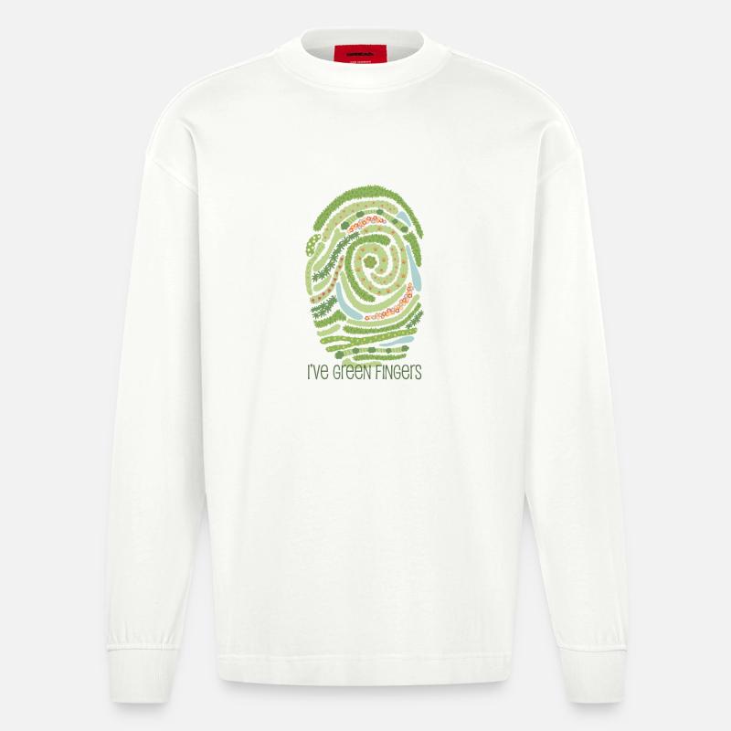Empreinte digitale du jardin - Manches longues bio épais oversize fabriqué en UE - OFF WHITE