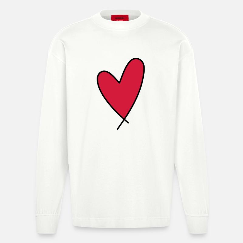 Herz - Heavyweight Oversized Organic Langarmshirt Made in EU - OFF WHITE