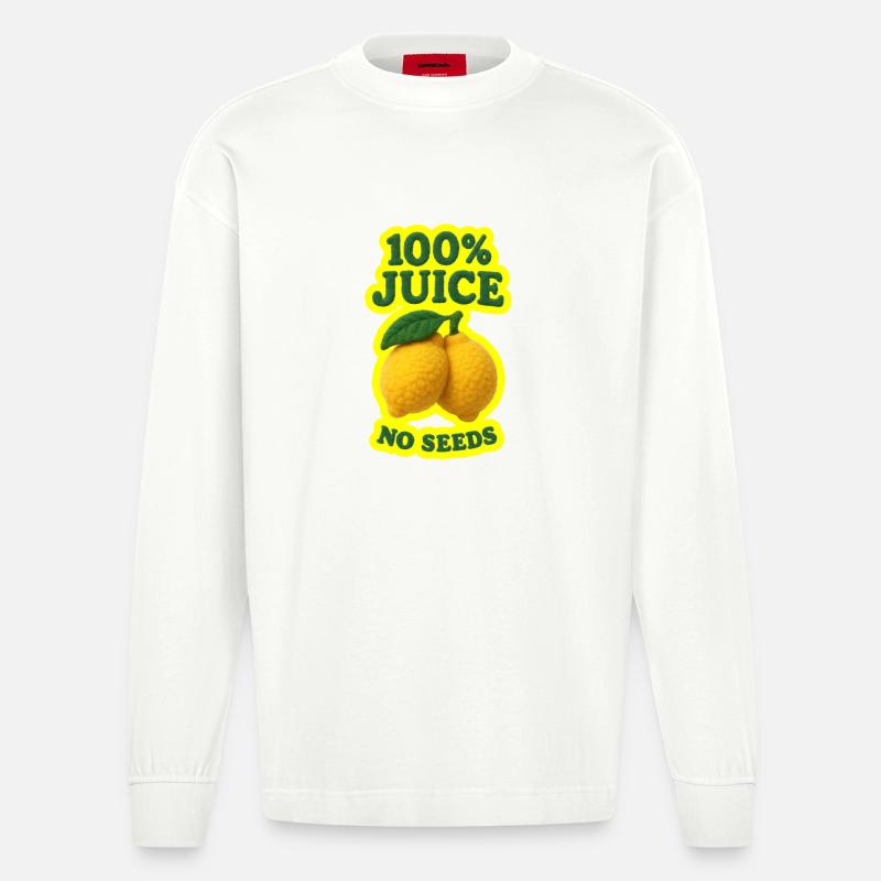 100% Juice NO SEEDS - Heavyweight Oversized Organic Langarmshirt Made in EU - OFF WHITE