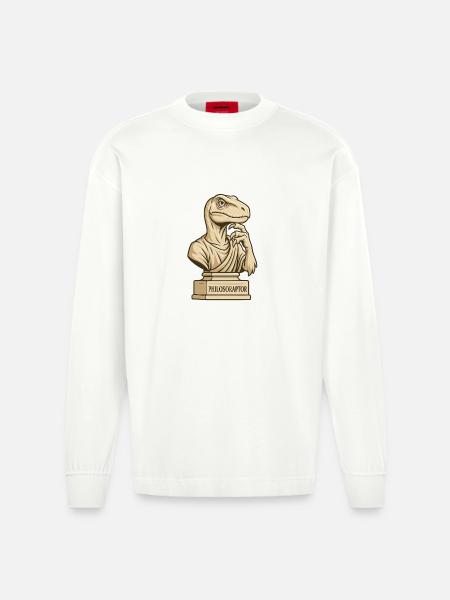 Philosoraptor - Heavyweight Oversized Organic Langarmshirt Made in EU - OFF WHITE
