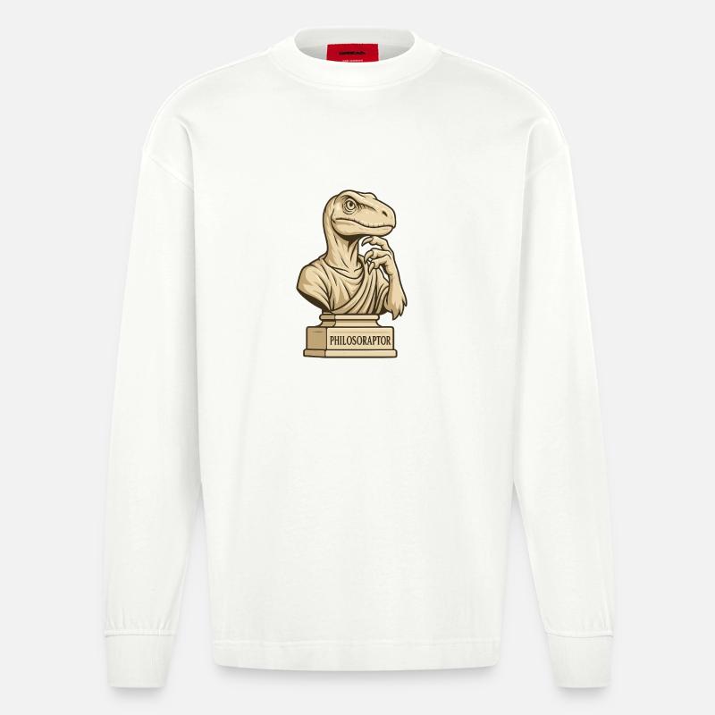Philosoraptor - Manches longues bio épais oversize fabriqué en UE - OFF WHITE